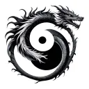 dragon yin yang symbol surrounded tattoo design idea