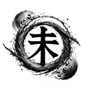 Japanese kanji for love inside an incomplete enso circle tattoo design idea