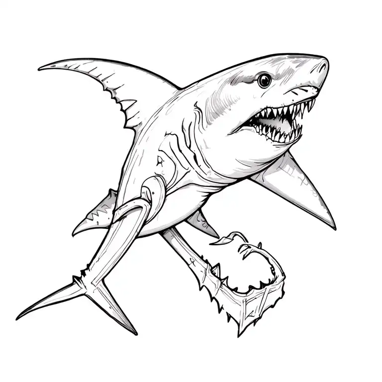 hammer head shark tattoo design idea