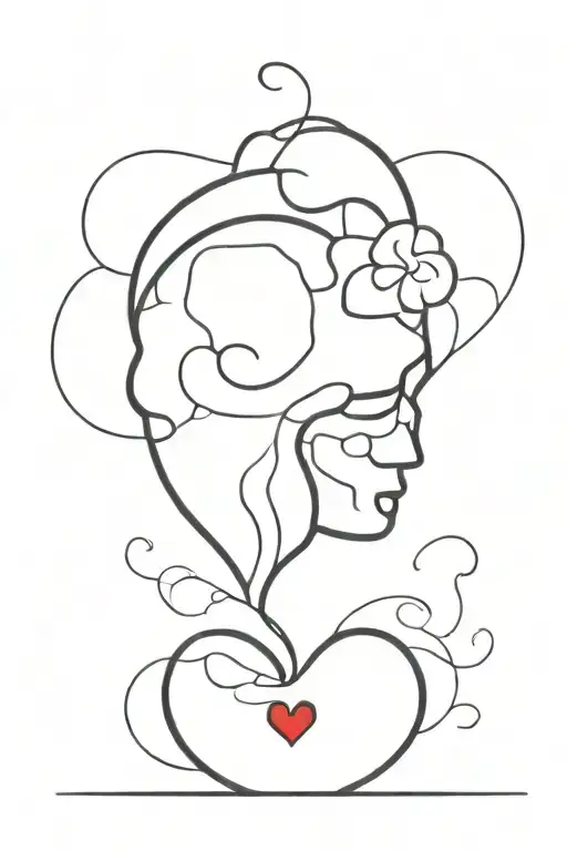 half brain half heart that represts the balance between the two tattoo design idea