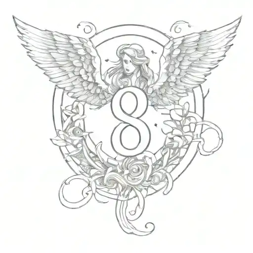 8888 angel number tattoo design idea