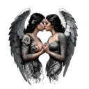 Cherba Angels Kissing tattoo design idea