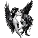 Cherba Angels Kissing tattoo design idea