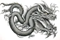 Japanese Dragon With Long realistic Body, normal eyes Black And Grey Tattoo hd quality tattoo design idea