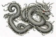 Japanese Dragon With Long realistic Body, normal eyes Black And Grey Tattoo hd quality tattoo design idea