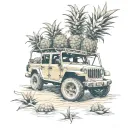jeep gladiator beach pineapples inside tattoo design idea