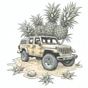 jeep gladiator beach pineapples inside tattoo design idea