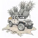 jeep gladiator beach pineapples inside tattoo design idea