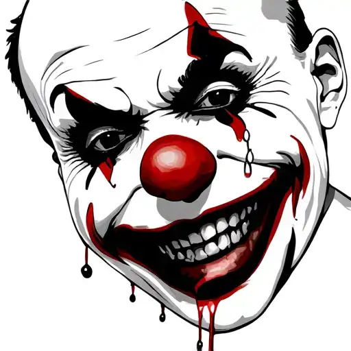 Clown Face: The clown still has the exaggerated smile, but now there’s a single tear running down one cheek, adding a la tattoo design idea