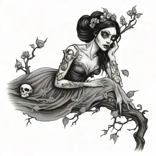 Emily Corpse bride poison tree branch Caroline tattoo design idea