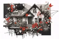 such a pretty house and such a pretty garden tattoo design idea