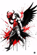 "Saint Michael" "Saint Michael" saint michael holding the devils head with geometrical background tattoo design idea