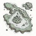 island top down topographical map tattoo design idea