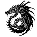 nordic dragon wirh celtic triquetra in its claws stuck tattoo design idea