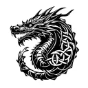 nordic dragon wirh celtic triquetra in its claws stuck tattoo design idea