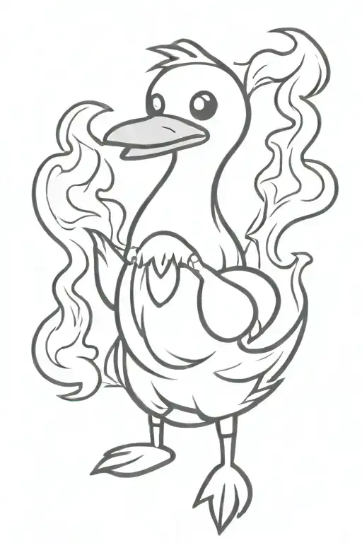 lucifer hazbin hotel surrounded by flame made of plastic duck in black and white tattoo design idea