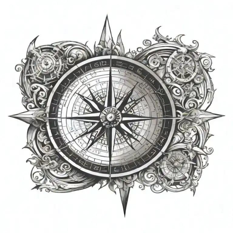 compass design incorporating elements tattoo design idea