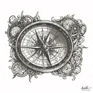 compass design incorporating elements tattoo design idea