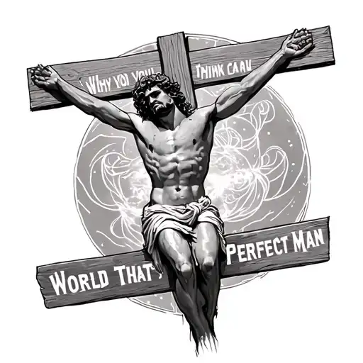 “Why do you think you can please a world that crucified a perfect man” tattoo design idea