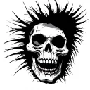 punk scull mohawk tattoo design idea