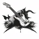 A combination tattoo of a Fender strat guitar and a sniper rifle intertwined, symbolizing the client's love for music and shooting sports tattoo design idea