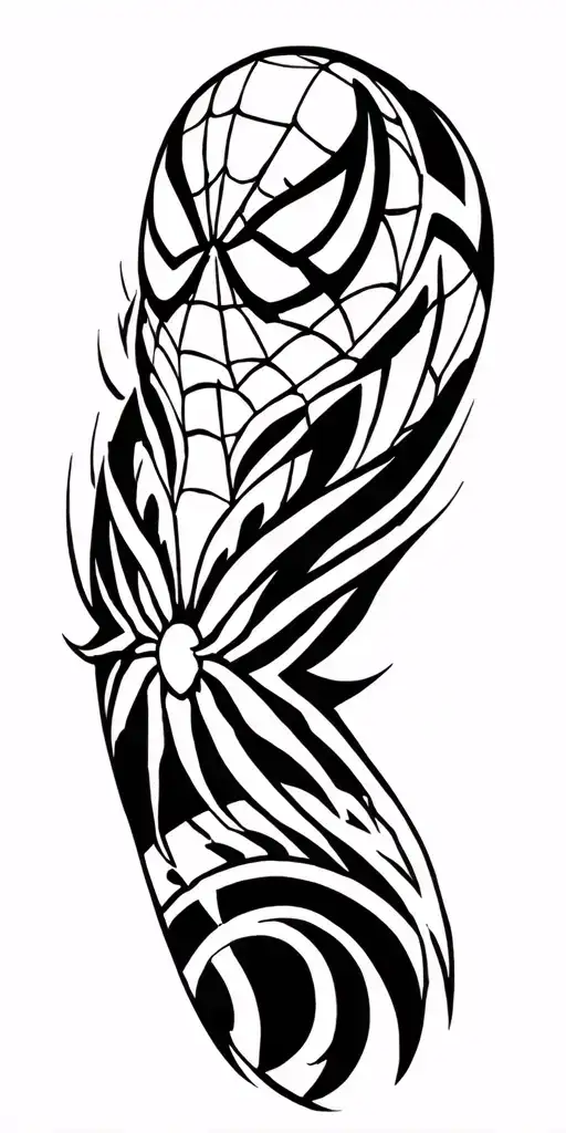 Polynesian tribal patterns Spider-Man tattoo design idea