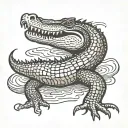 alligator swimming tattoo design idea