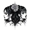 goth cyborg gemini sisters tattoo design idea