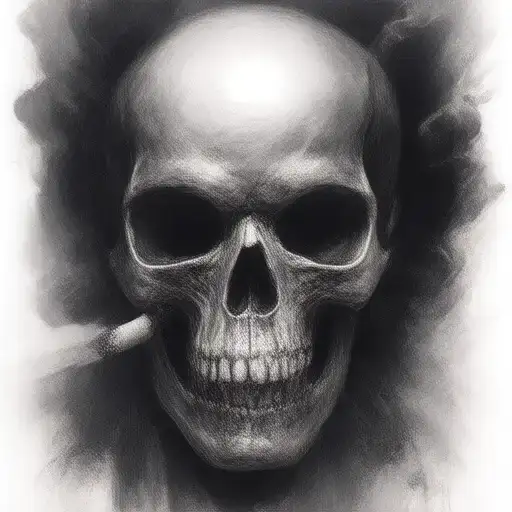 Gangster skull smoking cigarette tattoo design idea