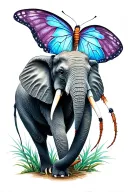 butterfly elephant spider tattoo design idea