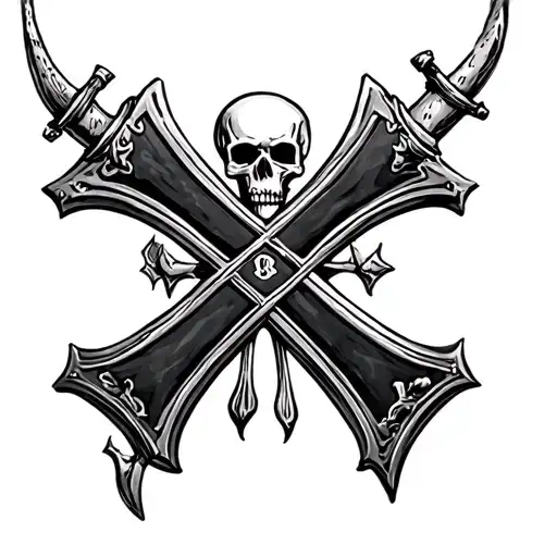 Iron cross and sculls tattoo design idea