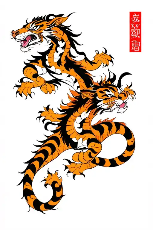 ox, tiger, and dragon tattoo design idea