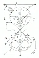 line shape with these astrological signs represented by symbols: cancer, capricorn, aries, aquarius, pisces tattoo design idea