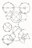 line shape with these astrological signs represented by symbols: cancer, capricorn, aries, aquarius, pisces tattoo design idea