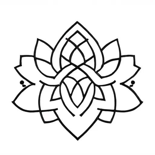 gratitude symbol, an endless knot representing connectedness, a lotus flower, three dots tattoo design idea