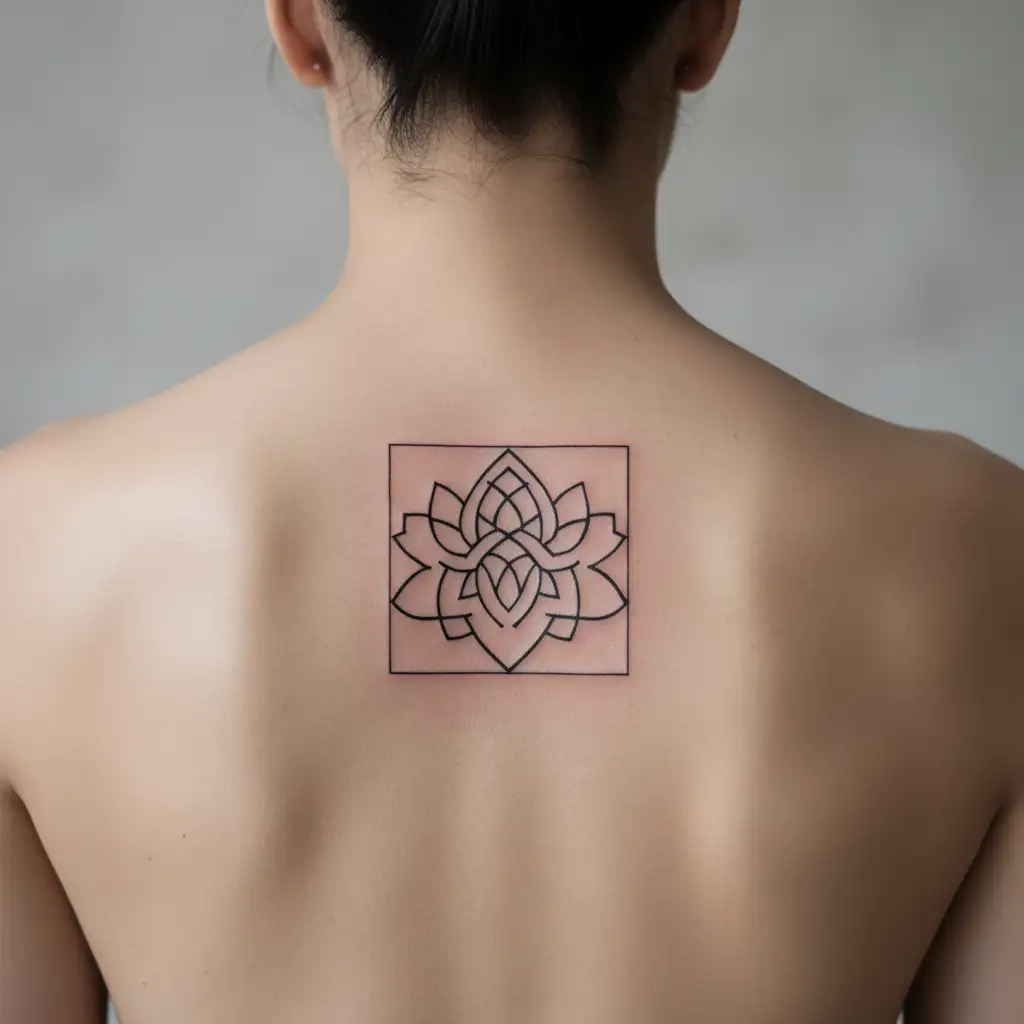 gratitude symbol, an endless knot representing connectedness, a lotus flower, three dots tattoo design idea