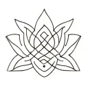 gratitude symbol, an endless knot representing connectedness, a lotus flower, three dots tattoo design idea