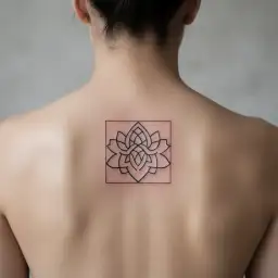 gratitude symbol, an endless knot representing connectedness, a lotus flower, three dots tattoo design idea