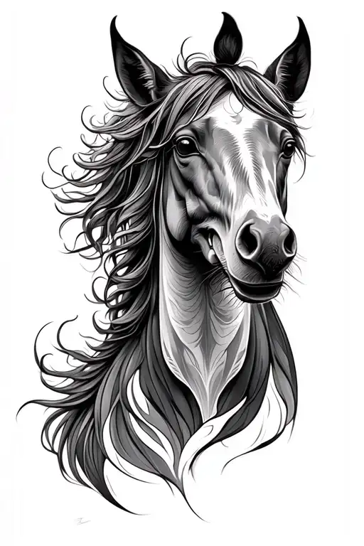 kelpie Mythical horse creature tattoo black work and realism and fine line tattos femine tattoo  tattoo design idea