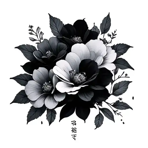 I still miss you in korean with flowers intertwined tattoo design idea