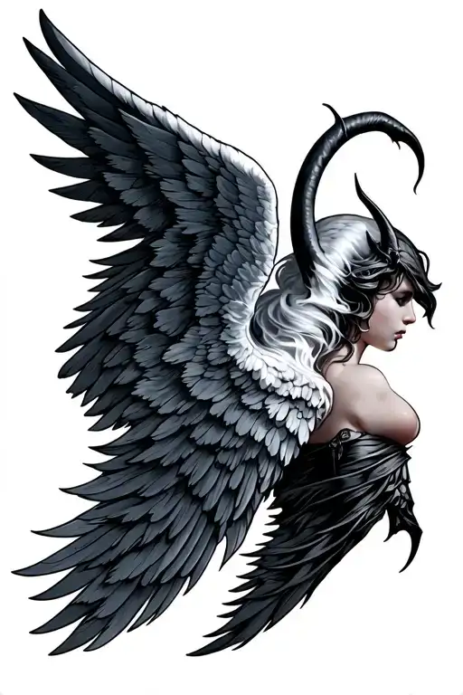 angel and devil wing tattoo design idea