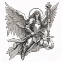 Archangel gabriel holding a sword tattoo design idea