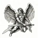 Archangel gabriel holding a sword tattoo design idea