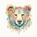 paisley bear head flowers wrapped tattoo design idea