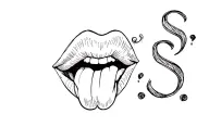 "S.S" seduceful lips with tongue out tattoo design idea