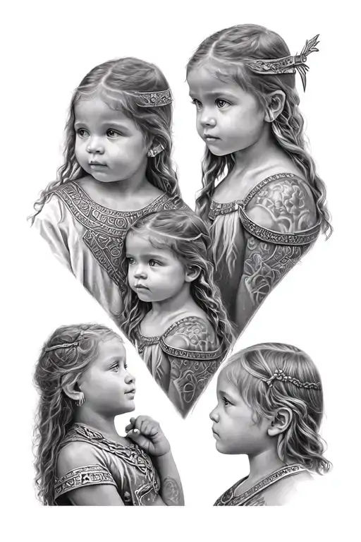 anglo saxon 4 children tattoo design idea