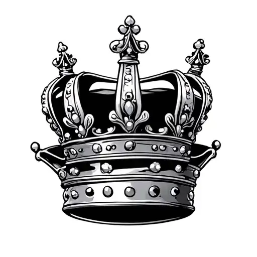 grayish dog collar hanging on prince crown tattoo design idea