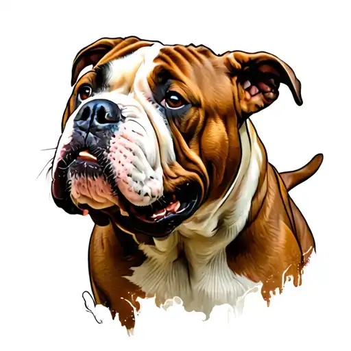 American bulldog fighting tattoo design idea