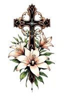 cross and spiderlily tattoo design idea