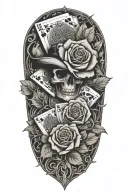 western,playing cards, roses tattoo design idea